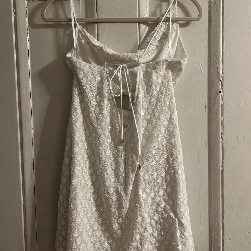 White Beaded Backless Dress - Picture 6 of 8